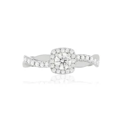 Bague or blanc 750 diamants synthétiques 0.50 carat