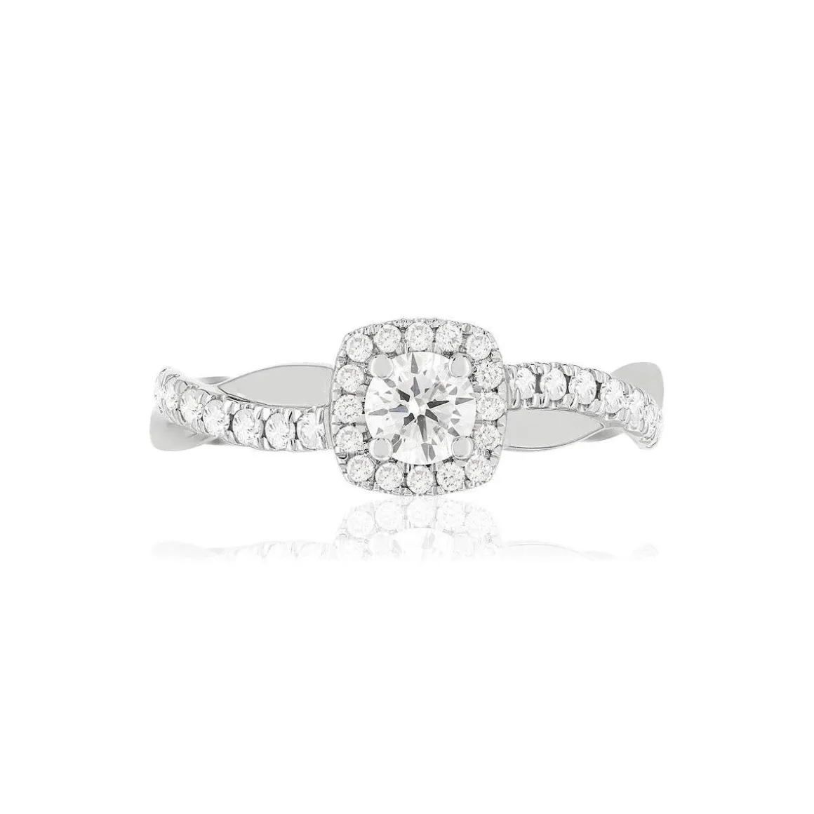 Bague or blanc 750 diamants synthétiques 0.50 carat