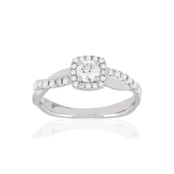 Bague or blanc 750 diamants synthétiques 0.50 carat