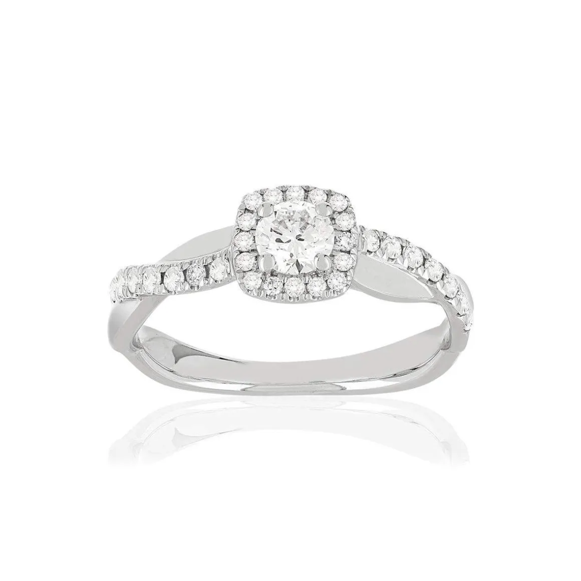 Bague or blanc 750 diamants synthétiques 0.50 carat