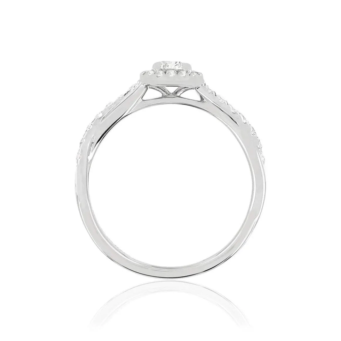 Bague or blanc 750 diamants synthétiques 0.50 carat