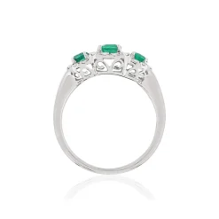 Bague or blanc emeraude diamant