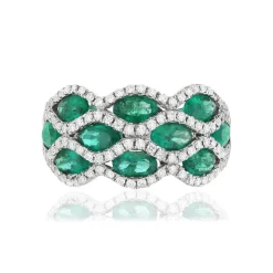 Bague or blanc emeraude diamant