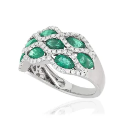 Bague or blanc emeraude diamant