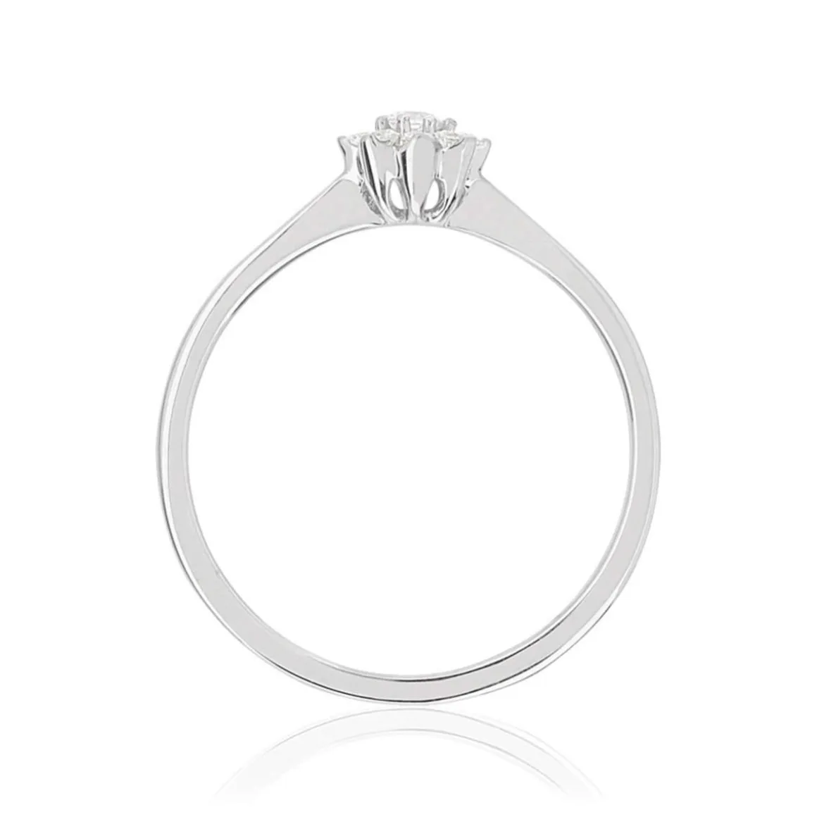 Bague or 750 blanc fleur diamants synthétiques 0,15 carat