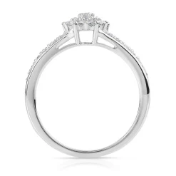 Bague or 750 blanc fleur diamants