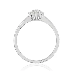 Bague or 750 blanc fleur diamants synthétiques 0,25 carat