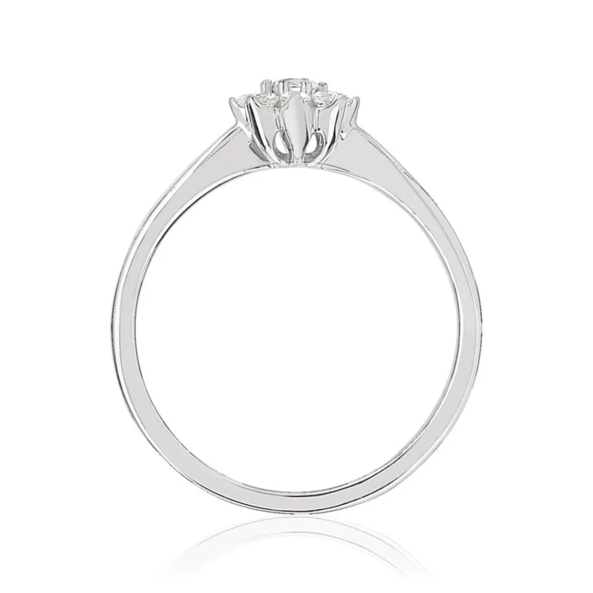 Bague or 750 blanc fleur diamants synthétiques 0,25 carat