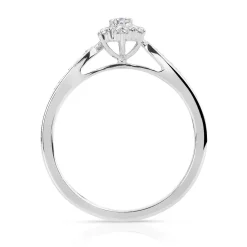 Bague or 750 blanc fleur diamants