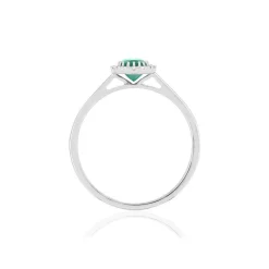 Bague or blanc 750 émeraude diamants
