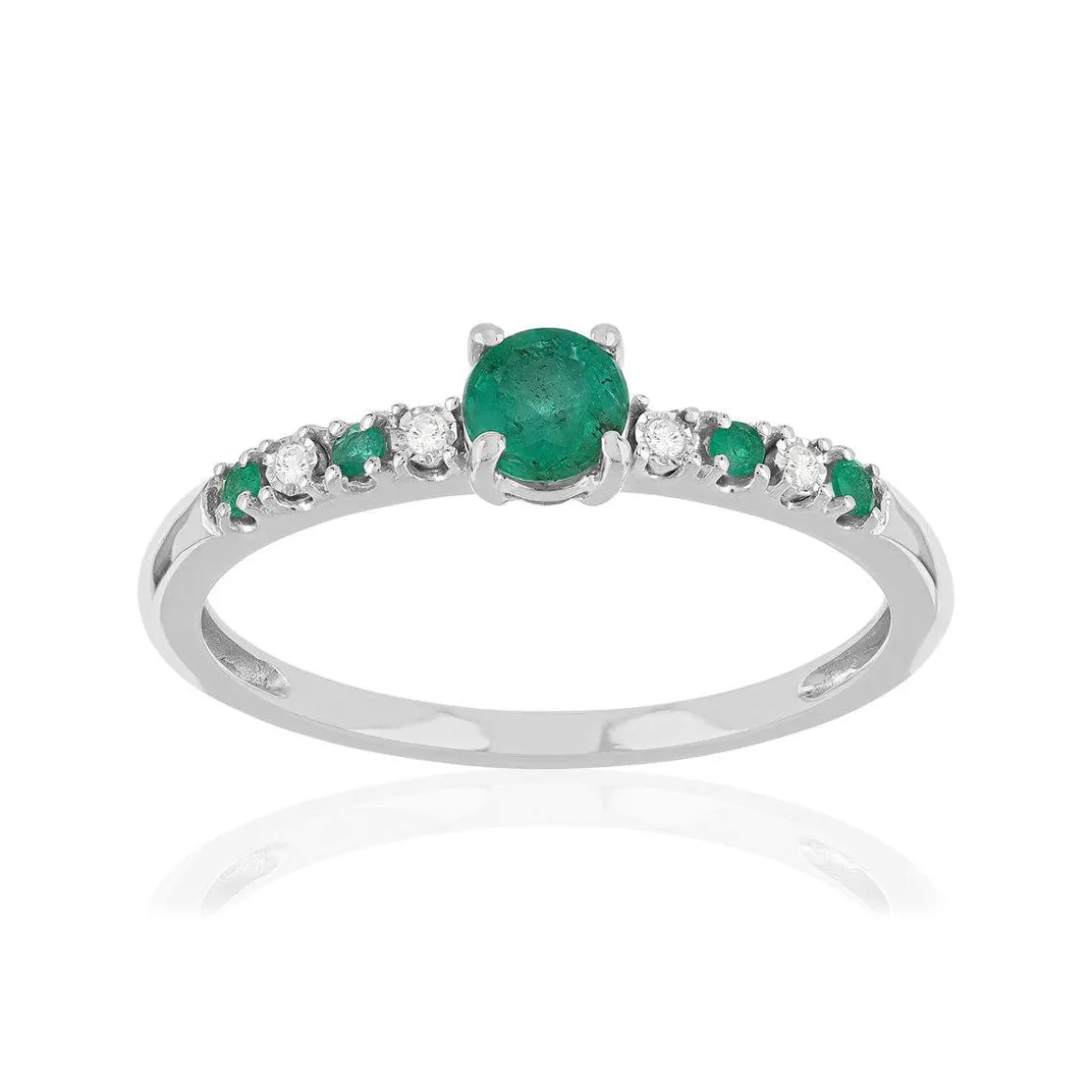 Bague or 375 blanc émeraudes