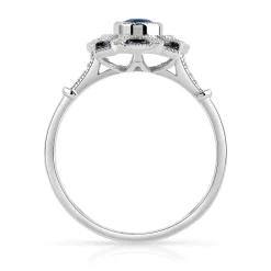 Bague or 750 blanc ovale saphirs et diamants