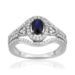 Bague or 750 blanc pierres précieuses