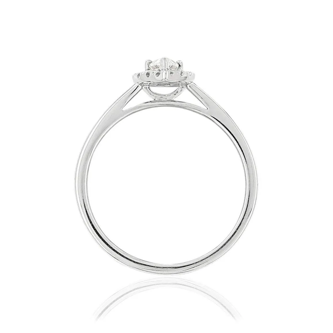 Bague or 750 blanc poire diamants synthétiques 0,31 carat