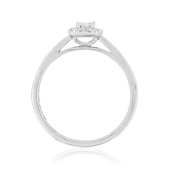 Bague or 750 blanc rectangulaire diamants synthétiques 0,34 carat