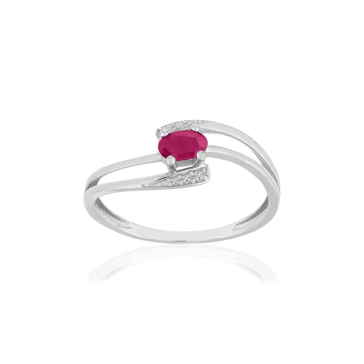 Bague or blanc 375, rubis