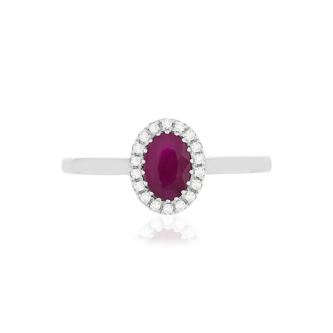 Bague or blanc 750 rubis diamants