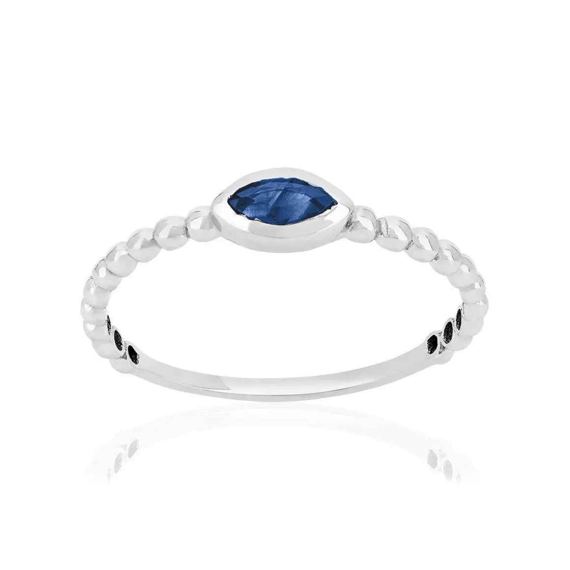 Bague or 375 blanc saphir