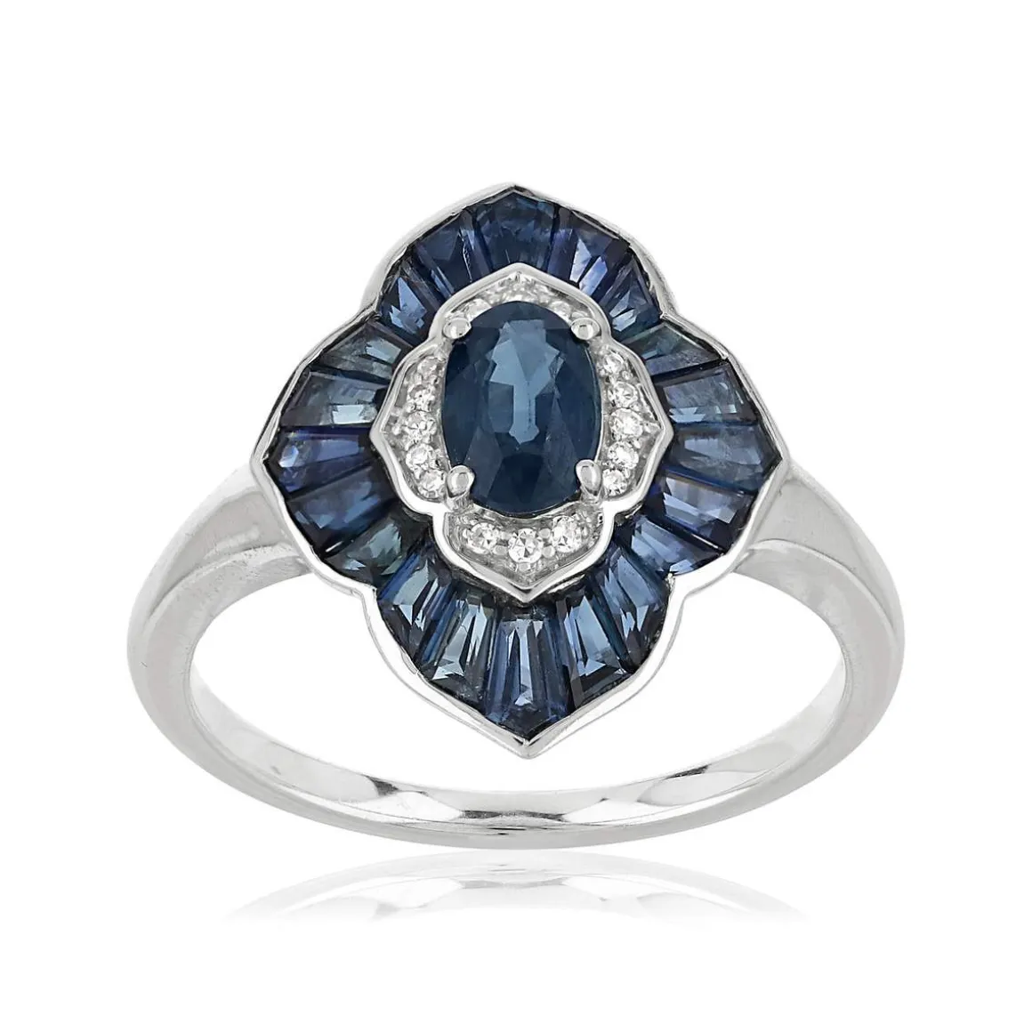 Bague or blanc 750 saphir diamant