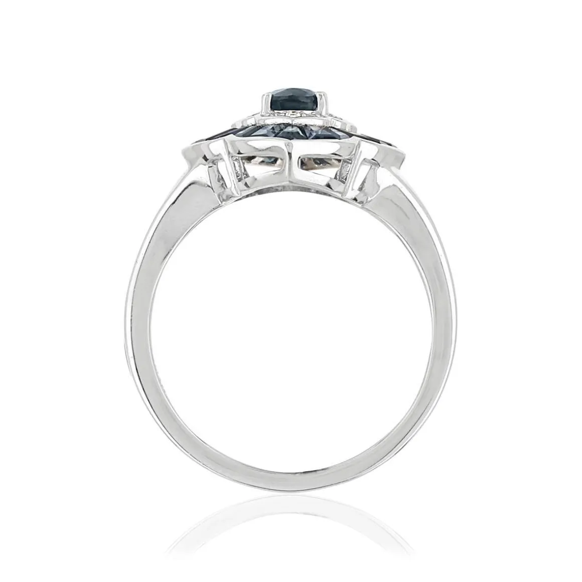 Bague or blanc 750 saphir diamant