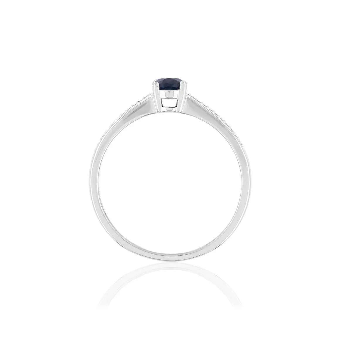 Bague or blanc 375 saphir diamants