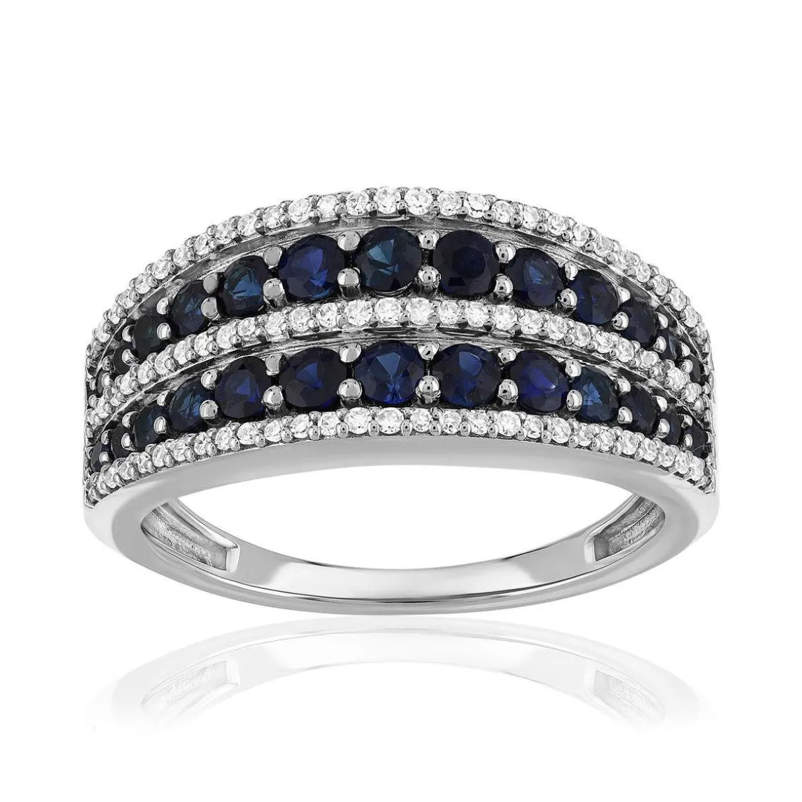 Bague or 750 blanc saphir diamant