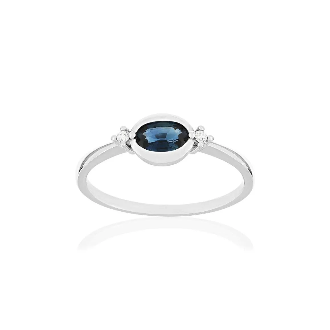 Bague or blanc 375 saphir diamants