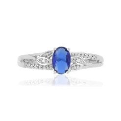 Bague or blanc 375, saphir,diamants.