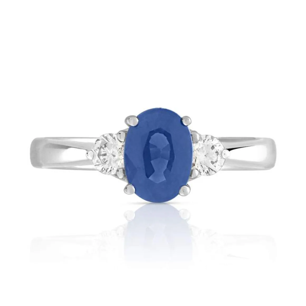 Bague or 750 blanc saphir et diamant