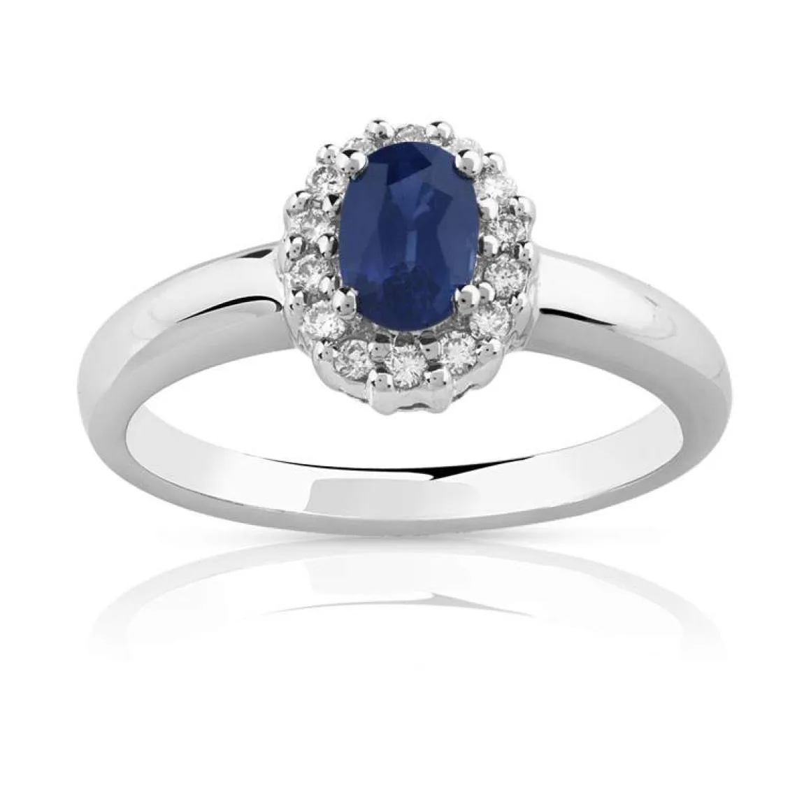 Bague or 750 blanc saphir et diamant