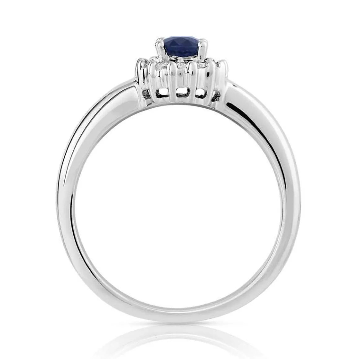 Bague or 750 blanc saphir et diamant