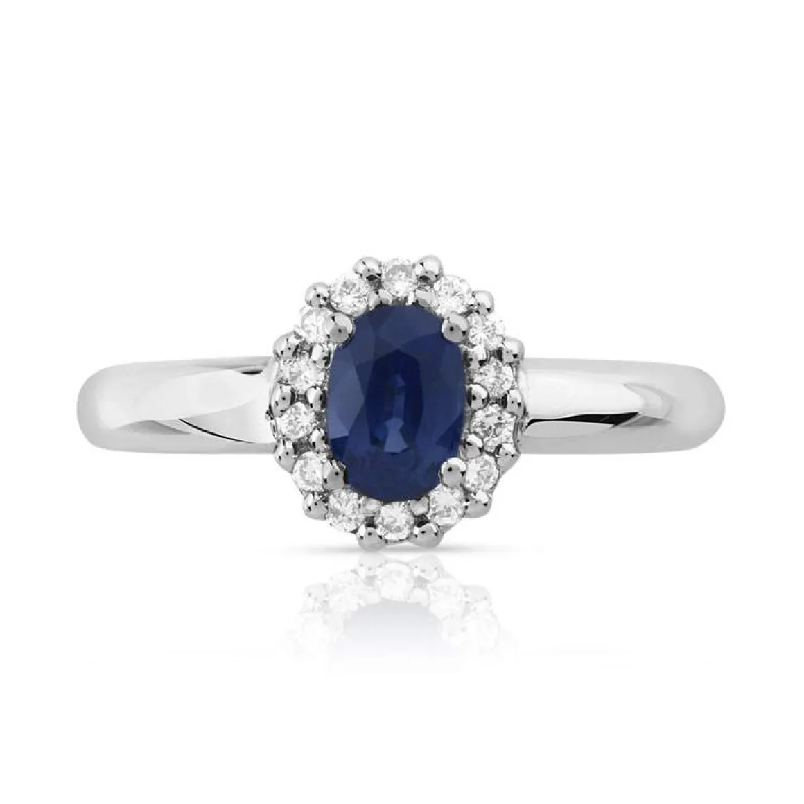 Bague or 750 blanc saphir et diamant