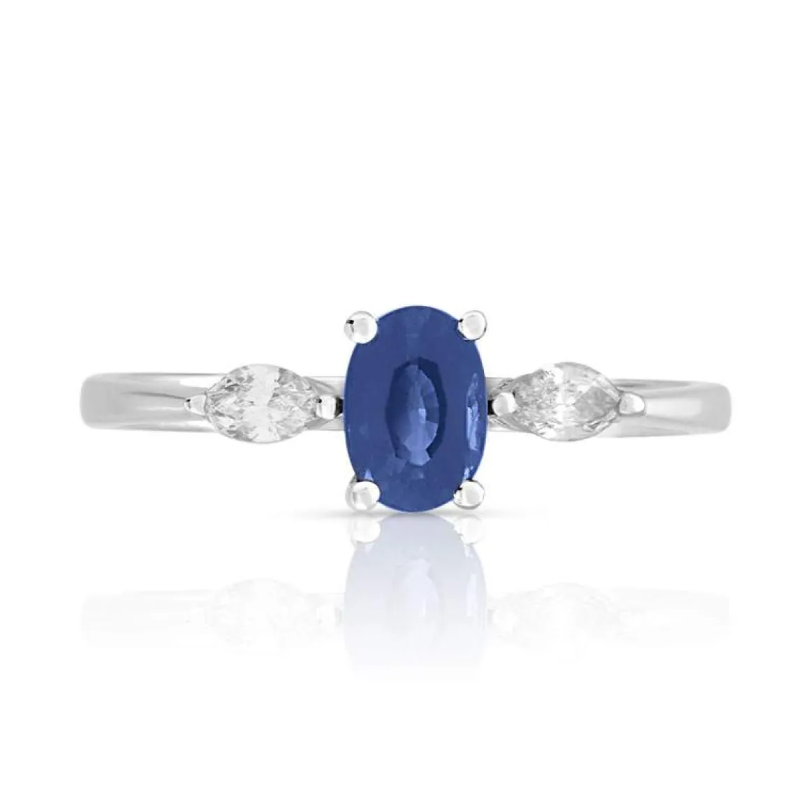 Bague or 750 blanc saphir et diamant