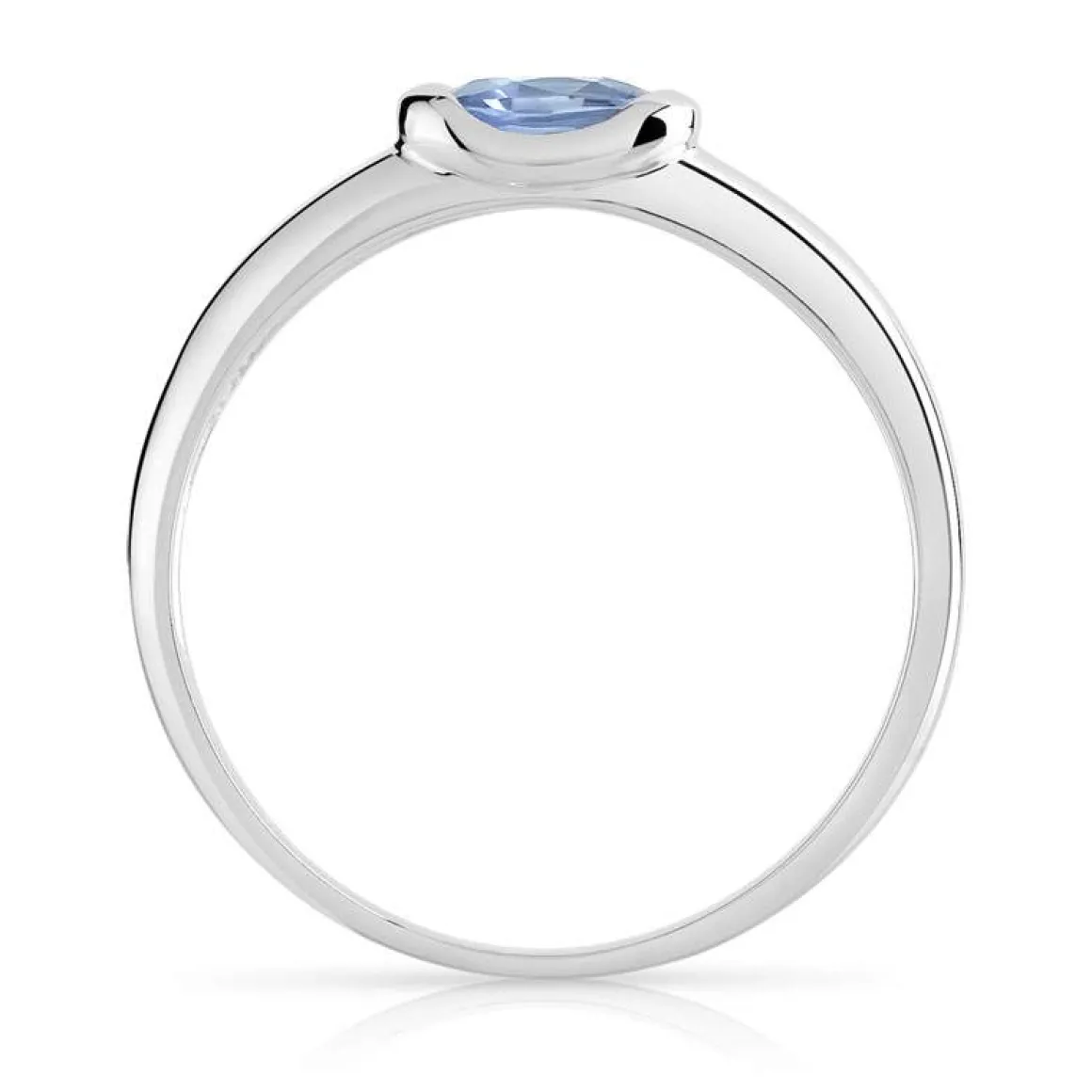 Bague or 375 blanc saphir ovale