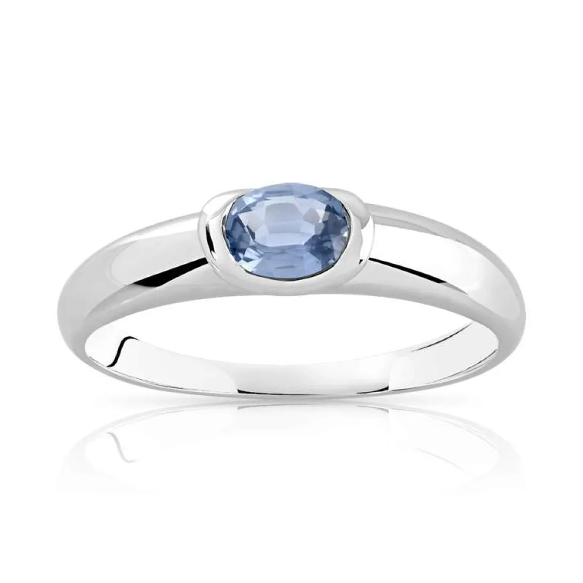 Bague or 375 blanc saphir ovale