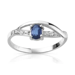 Bague or 750 blanc saphir ovale