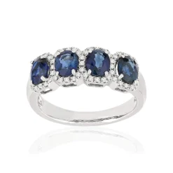 Bague or blanc saphirs diamants
