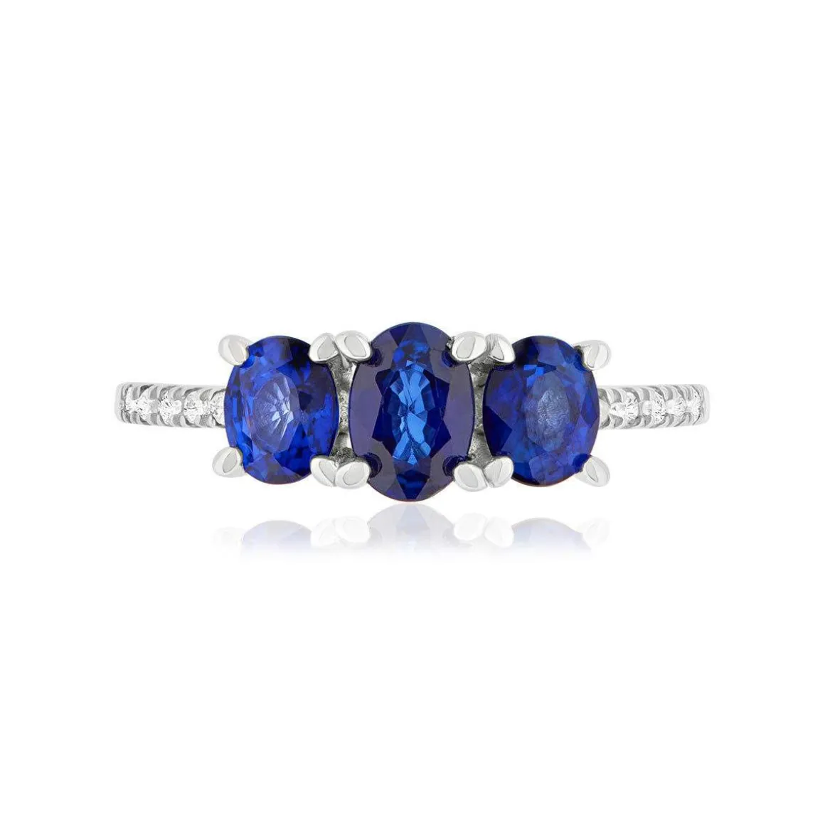 Bague or 750 blanc saphirs diamants