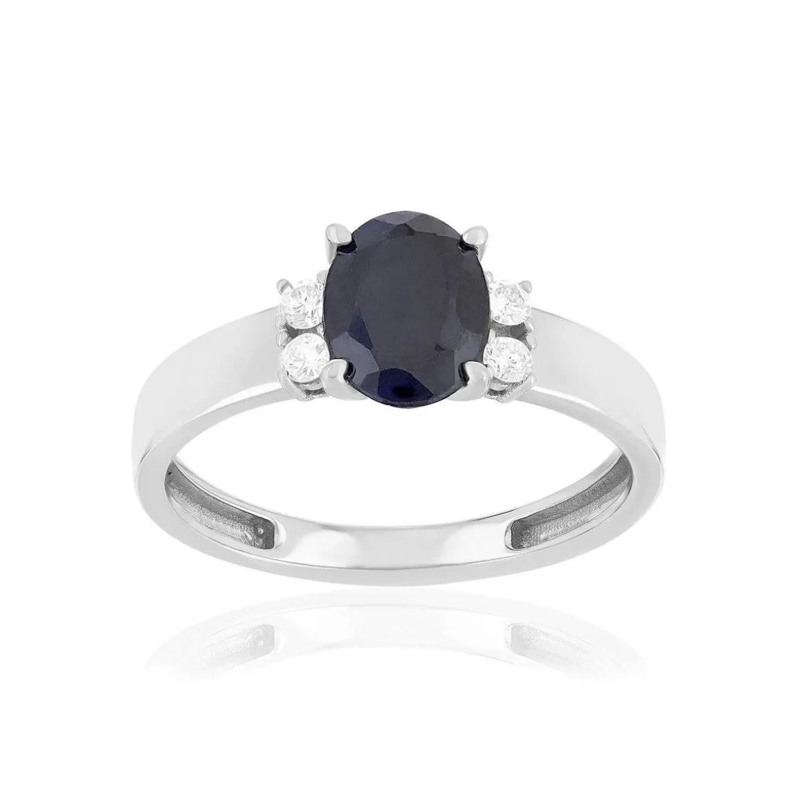Bague or 750 blanc saphirs diamants