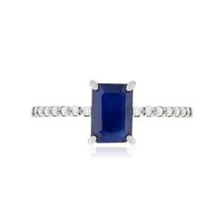 Bague or 750 blanc saphirs et diamants