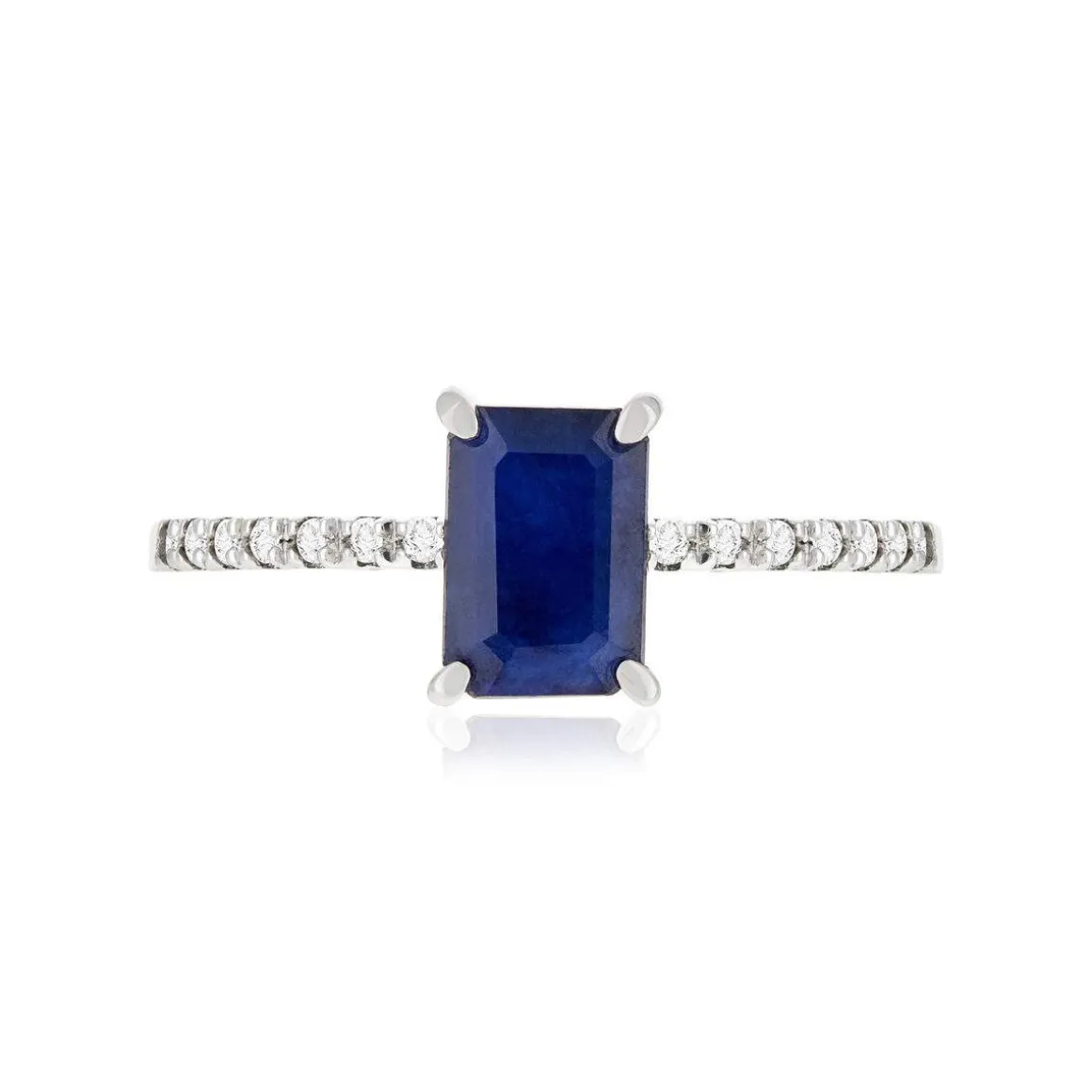 Bague or 750 blanc saphirs et diamants