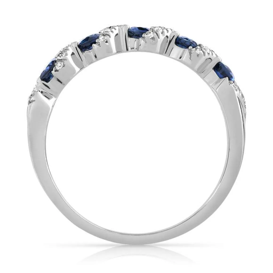 Bague or 375 blanc saphirs et diamants