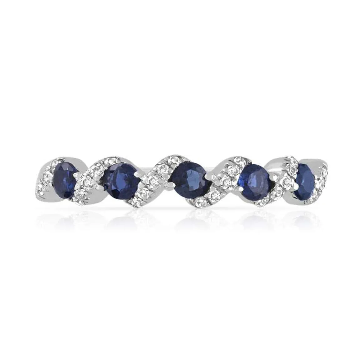 Bague or 375 blanc saphirs et diamants