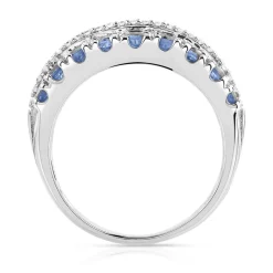 Bague or 750 blanc saphirs et diamants