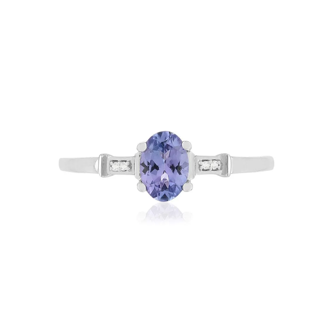 Bague or blanc 375 tanzanite diamants