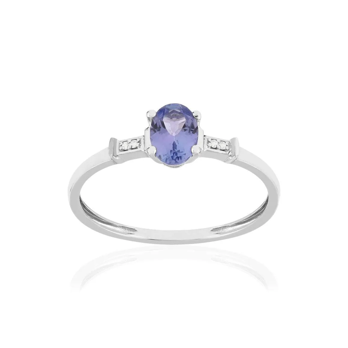Bague or blanc 375 tanzanite diamants