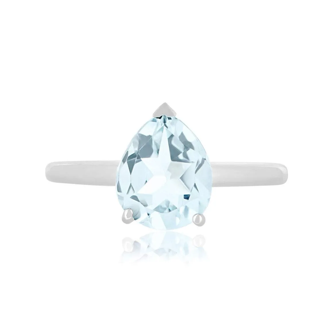 Bague or 375 blanc topaze bleue traitée
