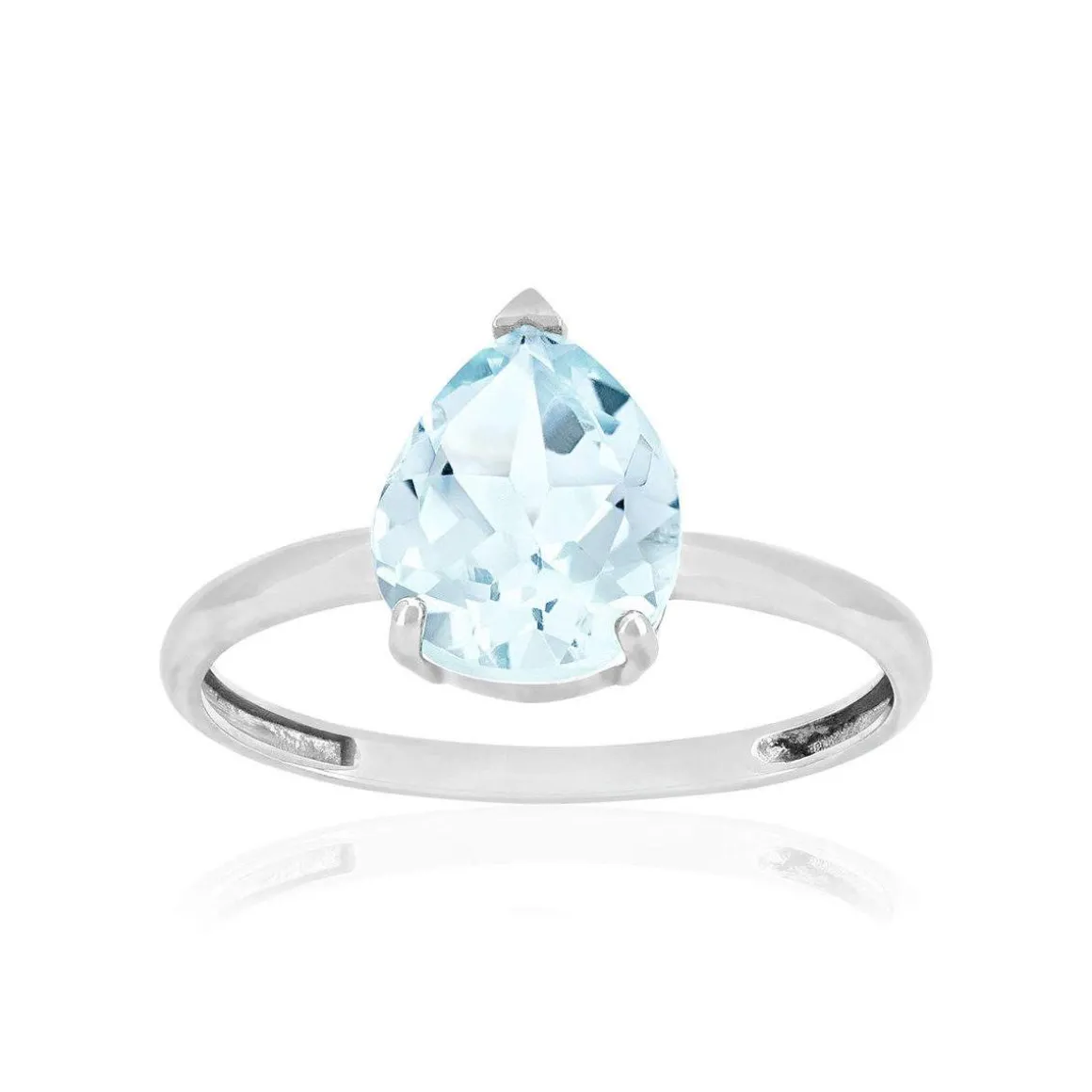 Bague or 375 blanc topaze bleue traitée