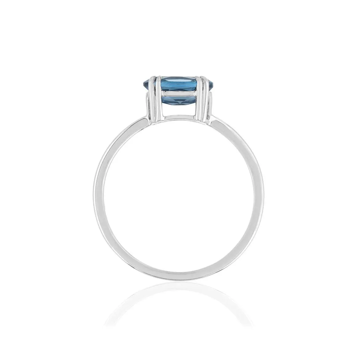 Bague or blanc 375 topaze London Blue traitée ovale
