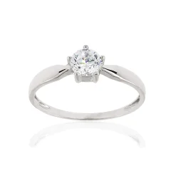 Bague or 375 blanc zirconia